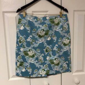 Light blue green flower print skirt